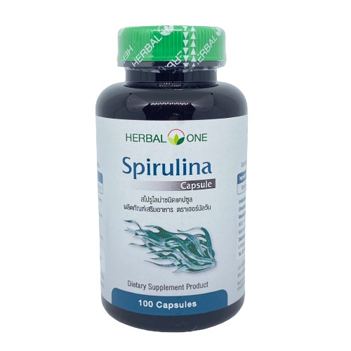 herbal-one-spirulina-สาหร่ายสไปรูลิน่า-ต่อต้านอนุมูลอิสระ-ช่วยลดสารพิษในตับ-100-แคปซูล