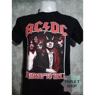 เสื้อยืดผ้าฝ้ายแขนสั้นเสื้อยืดคอกลม สกรีนลาย ACDC (รหัส 01)