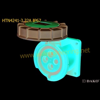 HTN4241-3 ปลั๊กตัวเมียฝังตรง 3P+E 32A 440V IP67 3h