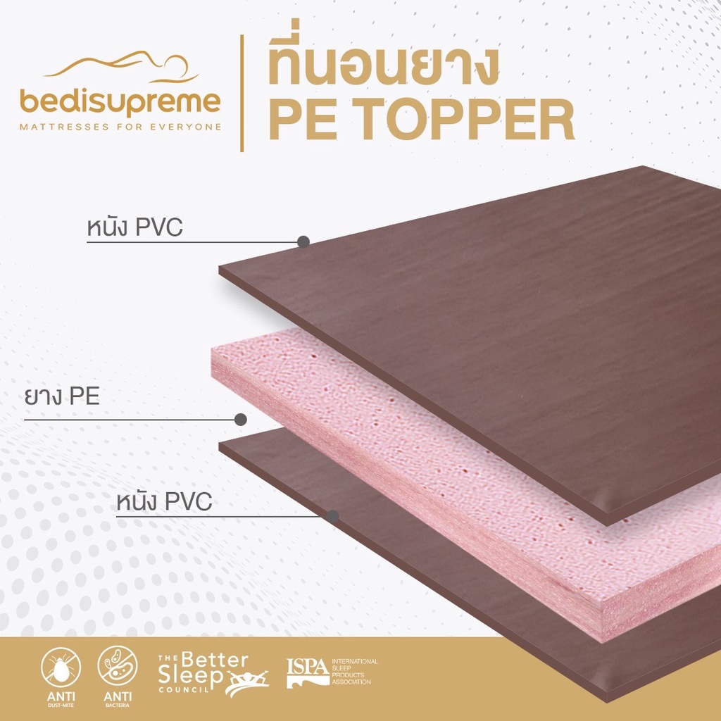 bedisupreme-ที่นอนยาง-pe-ล้วน-topper-หุ้ม-หนัง-pvc-ขนาด-5-ฟุต-เลือกความหนาได้-จัดส่งสินค้าฟรีทั่วประเทศ