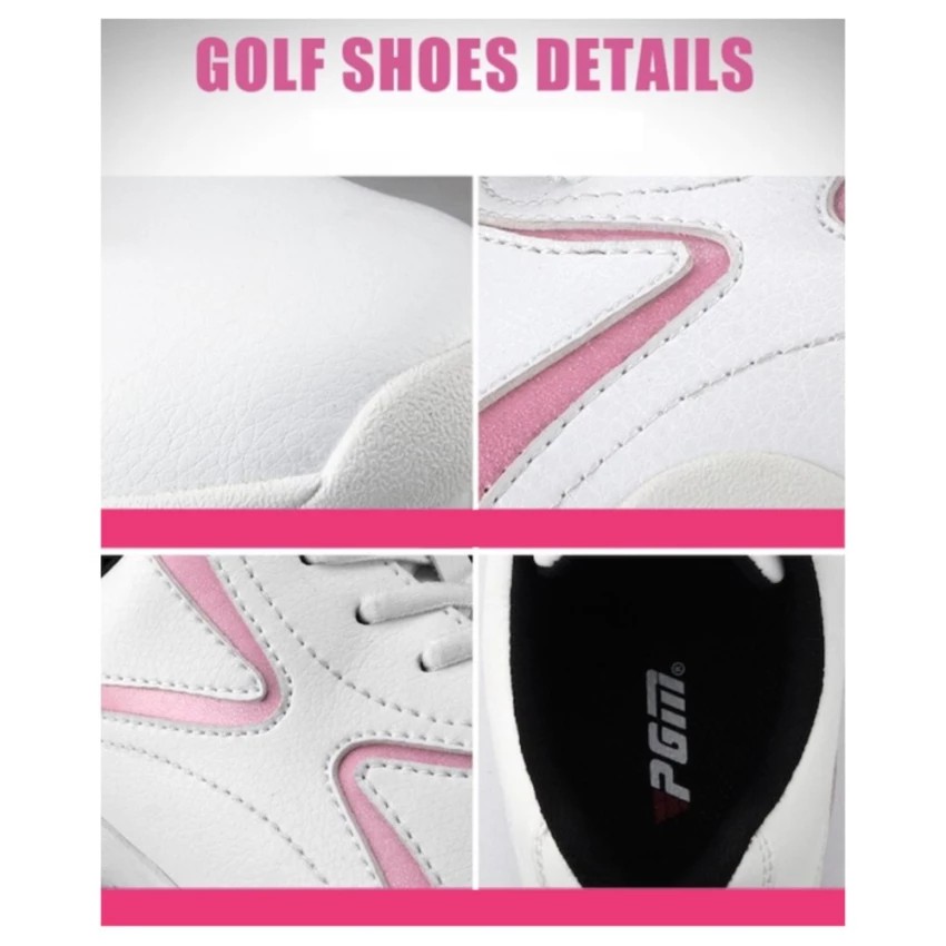 รองเท้ากอล์ฟ-pgm-ladies-fashion-golf-shoes-waterproof-white-pink-color-xz016-size-eu-35-eu-40