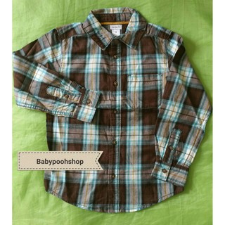 Carters : เสื้อเชิ๊ตแขนยาวลายทาง สีฟ้า-น้ำตาล
