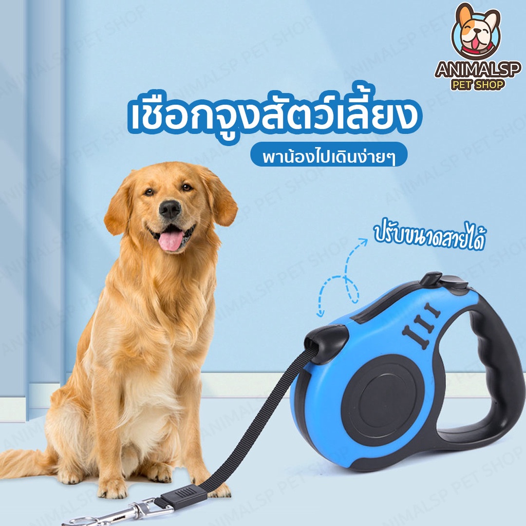เชือกจุงสุนัข-เชือกจุงสัตว์เลี้ยง-สายจูงสุนัขและแมว-สายจูงยืดหดได้-สินค้าจริงสีฟ้า-sp394