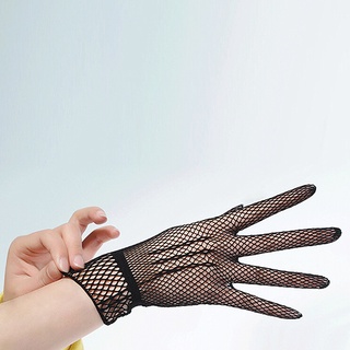 ภาพขนาดย่อของภาพหน้าปกสินค้าSummer sunscreen mesh gloves all finger hollowed out fishing net gloves etiquette wedding จากร้าน aiyu8.th บน Shopee