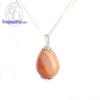 Finejewelthai-จี้อาเกตุ-จี้เงินแท้-อาเกตุสีส้ม-พลอยประจำเดือนเกิด-Agate-Silver-Pendant-P1056ag00_or