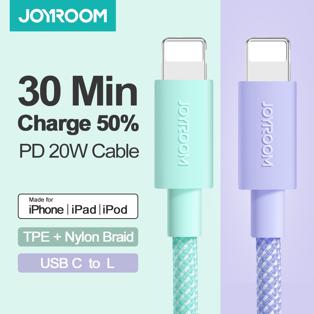 ภาพหน้าปกสินค้าJoyroom สายชาร์จ USB C 20W ชาร์จเร็ว สําหรับ iPhone 13 12 11 Pro Max XR 8 Type C PD