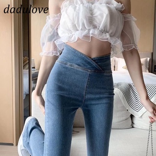 DaDulove💕 New Korean Version Light Color High Waist Jeans Elastic High Waist Flared Pants Fashion Womens Clothing