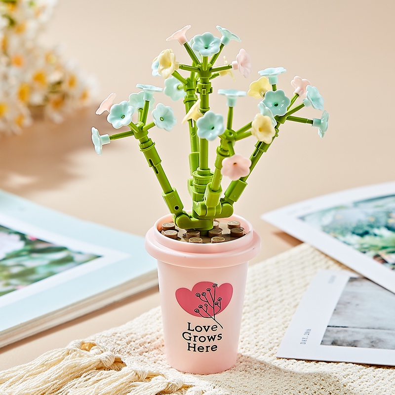 ของเล่นบล็อกตัวต่อ-รูปดอกไม้-ของที่ระลึก-ของสะสม-สไตล์คลาสสิก-สําหรับเด็ก