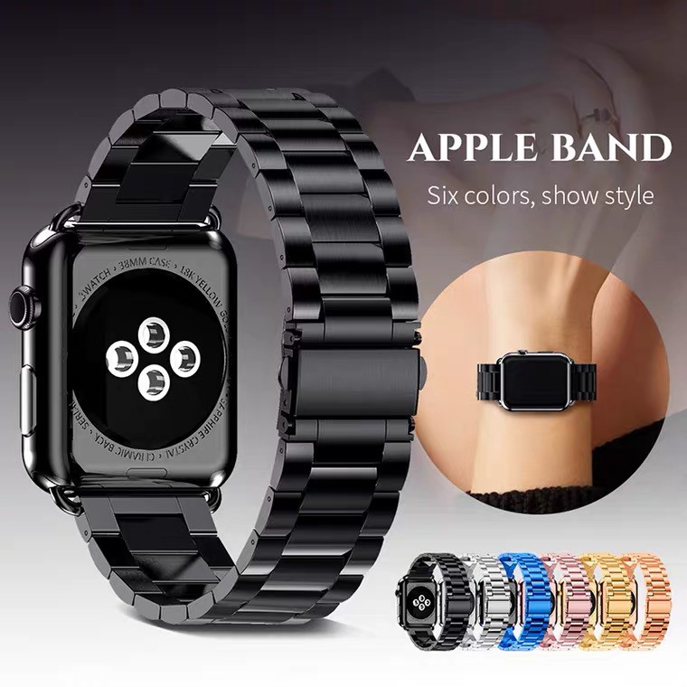 ภาพหน้าปกสินค้าApple Watch สายสแตนเลสเปลี่ยนสาย Apple Watch Series 7 SE 6 5 4 3 2 1 ,X8/X7/T500/T500+/T500+PLUS/HW22pro/HW26+/M26plus/และ smartwatches อื่นๆ 44mm i สายนาฬิกา 42mm 44mm 38mm 40mm iwatch Stainless Steel สายรัดข้อมือ