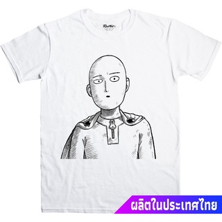 วันพันช์แมน แอนิเมชั่นญี่ปุ่น การ์ตูน One Punch Man Mens Saitama T-shirt คอกลม แฟชั่น  ผ้าฝ้ายแท้ เสื้อยืด ผ้าฝ้ายแท้น่