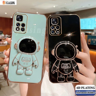 เคสโทรศัพท์มือถือ ยางนิ่ม กันกระแทก ลายนักบินอวกาศ พร้อมขาตั้ง พับได้ หรูหรา สําหรับ Redmi Note 11 Pro Note11S Note 10S Note10 Note9 Note8 Redmi 10 10A 9A 9T 9C