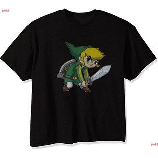 pokt เสื้อยืดกีฬา Nintendo Mens Big Link T-Shirt Short sleeve T-shirts
