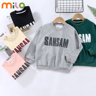 Milo เสื้อกันหนาวเด็กฤดูใบไม้ร่วงใหม่รอบคอยาว-แขนท็อปส์ซูเด็กขนาดใหญ่สำหรับเด็กชายแล สวมใส่สบาย เนื้อผ้านุ่มนิ่ม