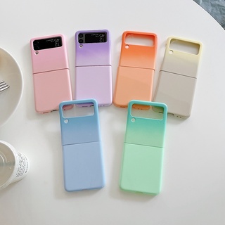 เคสโทรศัพท์มือถือ PC แบบแข็ง แต่งกลิตเตอร์ ไล่โทนสี แวววาว สีแคนดี้ สําหรับ Samsung Galaxy Z Flip 3 5G