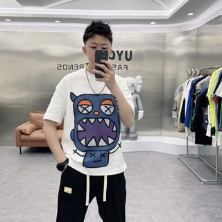 เสื้อยืดแขนสั้น ผ้าฝ้าย พิมพ์ลาย ทรงหลวม ขนาดใหญ่ สําหรับผู้ชาย ไซซ์ S - 7XL