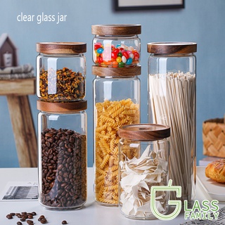 GF ขวดแก้วใส Airtight Jars ห้องครัว Grain Jars Airtight Glass คอนเทนเนอร์ Snack Jars กาแฟ Jars เมล็ดกาแฟ Jars พร้อมฝาปิด Acacia