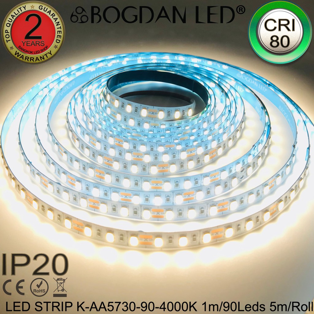 led-strip-k-aa5730-90-4000k-dc-12v-23w-1m-ip20-ยี่ห้อbogdan-led-แอลอีดีไฟเส้นสำหรับตกแต่ง-450led-5m-115w-5m-grade-a