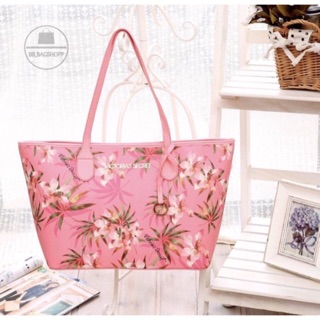 Victorias Secret Vintage Flower Print Shoulder Tote Bag (outlet) ลายดอกไม้สีชมพู