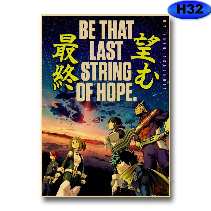 สติกเกอร์โปสเตอร์กระดาษคราฟท์-พิมพ์ลาย-my-hero-academia-สไตล์ญี่ปุ่นย้อนยุค-สําหรับตกแต่งผนังบ้าน-ห้องนั่งเล่น-บาร์