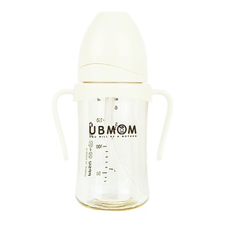 สินค้า UBMOM PPSU ขวดหัดดื่ม สำหรับเด็ก พร้อมหลอด 260 มล. ตรายูบีมัม (สีขาว ปุยนุ่น)