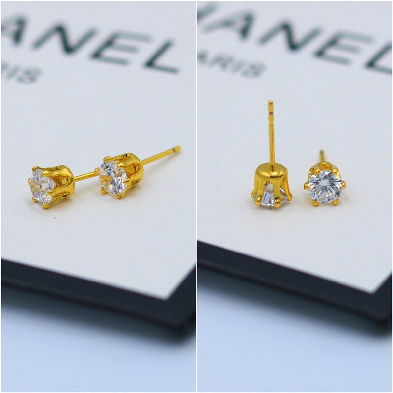 ต่างหูเพชรมงกุฏ-ต่างหูมินิมอล-5-mm-รุ่นx2-1คู่-cn-jewelry-earing-ตุ้มหู-ต่างหูแฟชั่น-ต่างหูเกาหลี-ต่างหูทอง