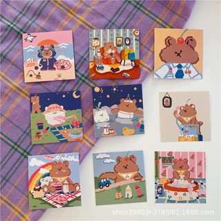 (พร้อมส่ง🌷) โปสการ์ด Set of 9 Bear Cards แปะผนังห้อง ของแต่งห้อง