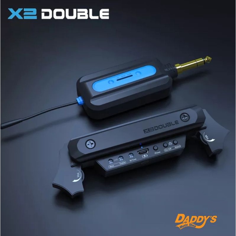 double-pickup-guitar-รุ่น-x2-ปิ๊กอัพกีตาร์โปร่ง-ไวเรสพร้อมตัวรับสัญญาณ