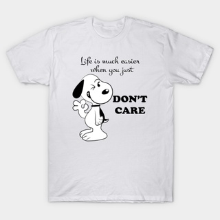 เสื้อยืดผู้ชาย เสื้อท็อป ลายการ์ตูน Snoopy Dont Care S-5XL