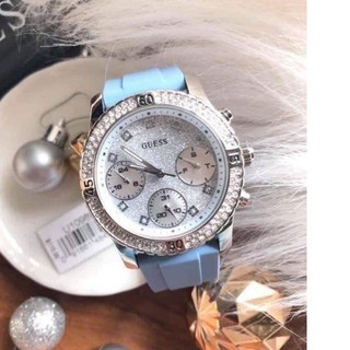 (ผ่อน0%) นาฬิกา GUESS Womens Stainless Steel Silicone Casual Watch U1098L3 ซิลิโคน สีฟ้า