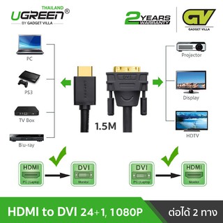 ภาพขนาดย่อของภาพหน้าปกสินค้าUGREEN รุ่น HD106 สาย HDMI ไปเป็น DVI D Cable 24+1 ใช้งานได้ 2 ทิศทางยาว 0.5-3 เมตร จากร้าน gadgetvilla บน Shopee