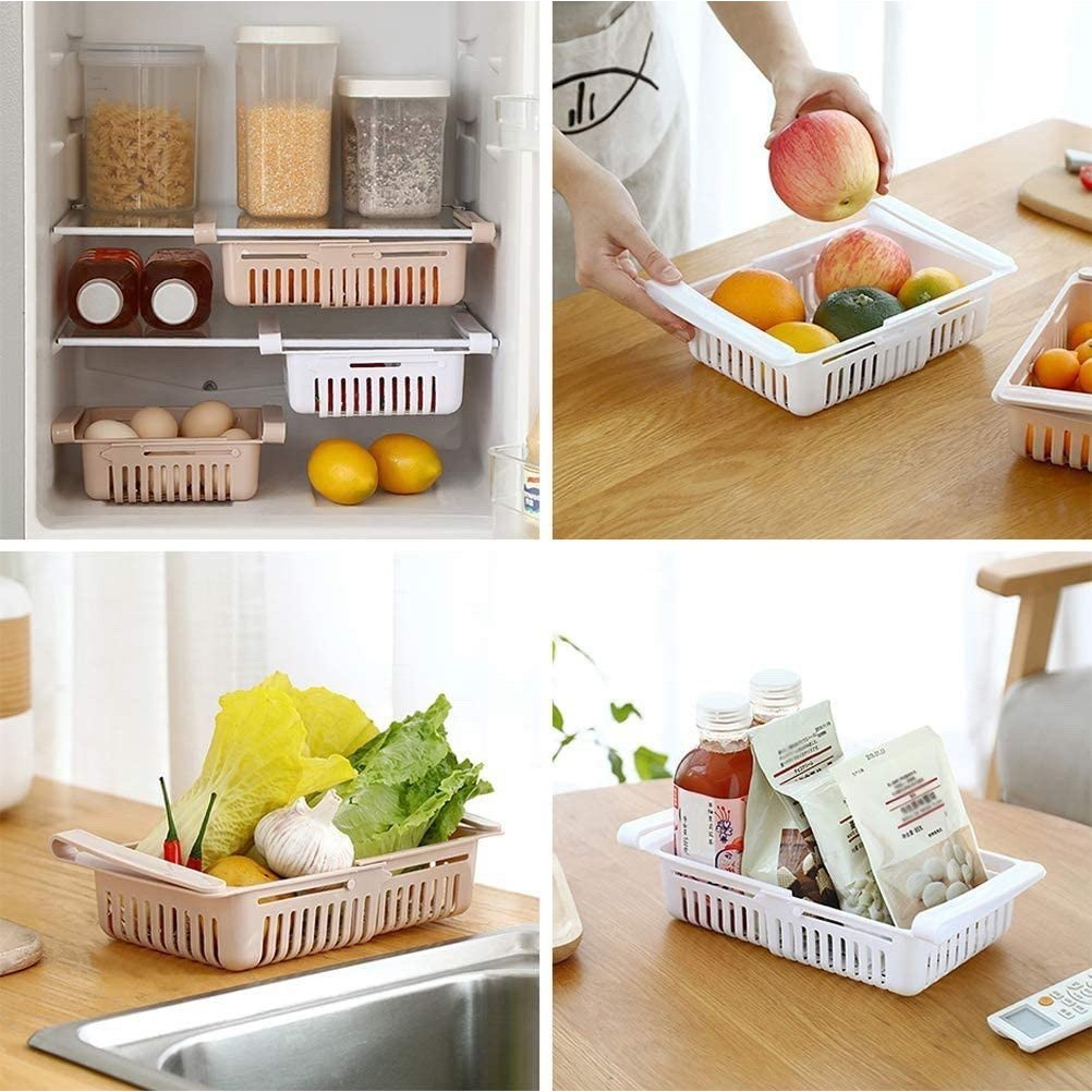 retractable-basket-ตะกร้าจัดระเบียบเก็บของใช้ในตู้เย็น