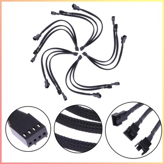 4 pin PWM Fan Cable 1 to 3 ways Splitter สายเคเบิ้ลขยายสีดำ