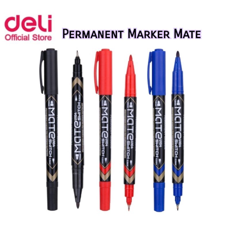Deli ปากกามาร์คเกอร์ ปากกาเขียนซีดี Mate Permanent Marker 2 หัว ขนาด 0.5มม. และ 1มม. Shopee