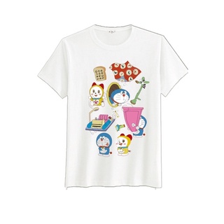 เสื้อยืดสีดำอินเทรนด์เสื้อยืดลายพิมพ์โดเรม่อนS M L   XL  XXL