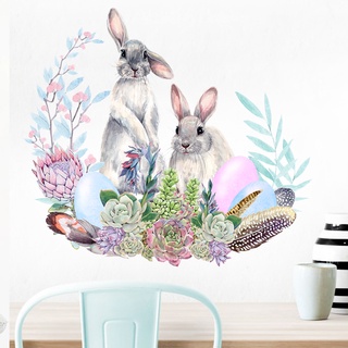【Zooyoo】สติกเกอร์ติดผนัง รูปกระถางต้นไม้ กระต่าย โคมไฟระย้า สําหรับตกแต่งผนังห้องนอน