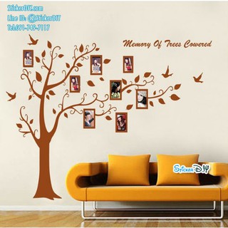 BigSize Transparent Wall Sticker สติ๊กเกอร์ติดผนัง กรอบรูปต้นไม้ Memory of trees สีน้ำตาลอ่อน (กว้าง300cm.xสูง180cm.)