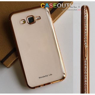 เคส J7 core TPU ใสขอบฝังเพชร สวย หรู