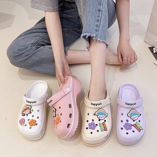 💥พร้อมส่ง💥รองเท้าหัวโต รองเท้าสไตล์เกาหลี รุ่นสูง 4 ซม. พื้นนุ่ม สวมใส่สบาย