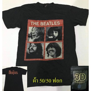 เสื้อวง The Beatles เดอะบีทเทิล ผ้า คอตตอน 50% โพลี 50% (ผ้าบาง50/50)