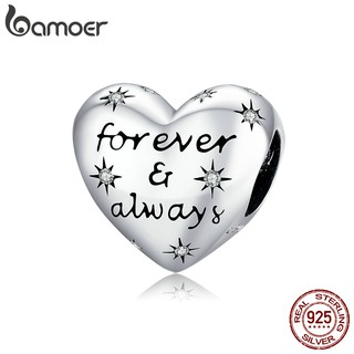 bamoer 925 Sterling Silver Shining Heart Original silver jewelry Charm for Original 3mm Bracelet Accessories DIY charm SCC1735