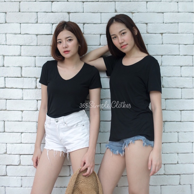 basic-u-i-basic-v-black-เสื้อยืดสีพื้นผ้านิ่มมาก-ผ้านำเข้าเกรดพรีเมียม-ซักแล้วสะบัด-ไม่ยับ-ไม่ต้องรีด