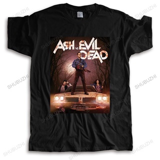 เสื้อยืดผู้ เสื้อยืดคอกลม พิมพ์ลายโปสเตอร์ Ash Vs Evil Dead สีดํา สําหรับผู้ชาย S-5XL