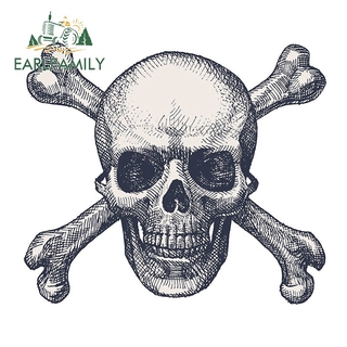 Earlfamily สติกเกอร์ไวนิล ลายกราฟิกอนิเมะ Skull and Bones 13 ซม. x 11.6 ซม. สําหรับติดตกแต่งรถยนต์ DIY
