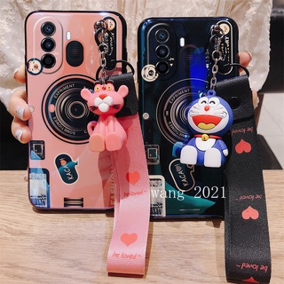 New Casing Huawei Nova Y70 เคส Phone Case Camera Pattern All-inclusive with Hand Lanyard Cute Doll Soft Case เคสโทรศัพท