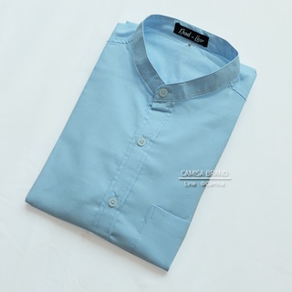 CAMISA BRAND เชิ้ตคอจีน สีฟ้า(Y61) ผ้าCotton เสื้อทำงาน เสื้อใส่เที่ยว ฟ้า