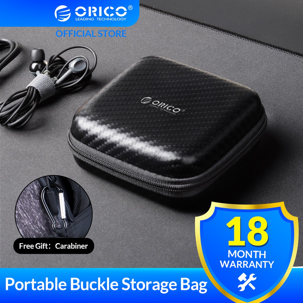 ภาพหน้าปกสินค้าORICO Headphone Case Bag Portable Earphone Earbuds Hard Box Storage for Memory Card USB Cable Organizer Mini Earphone Bag-BlackPBS95