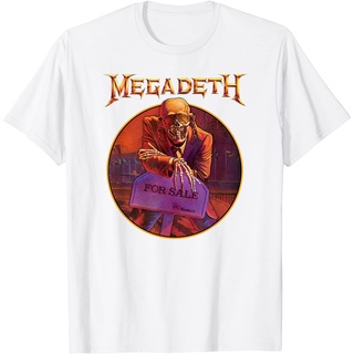 คอลูกเรือเสื้อยืดคอกลมเสื้อยืดคอกลม ผ้าฝ้าย พิมพ์ลาย Megadeth – Peace Sells แฟชั่นฤดูร้อน สําหรับผู้ชายผ้าฝ้ายแท้