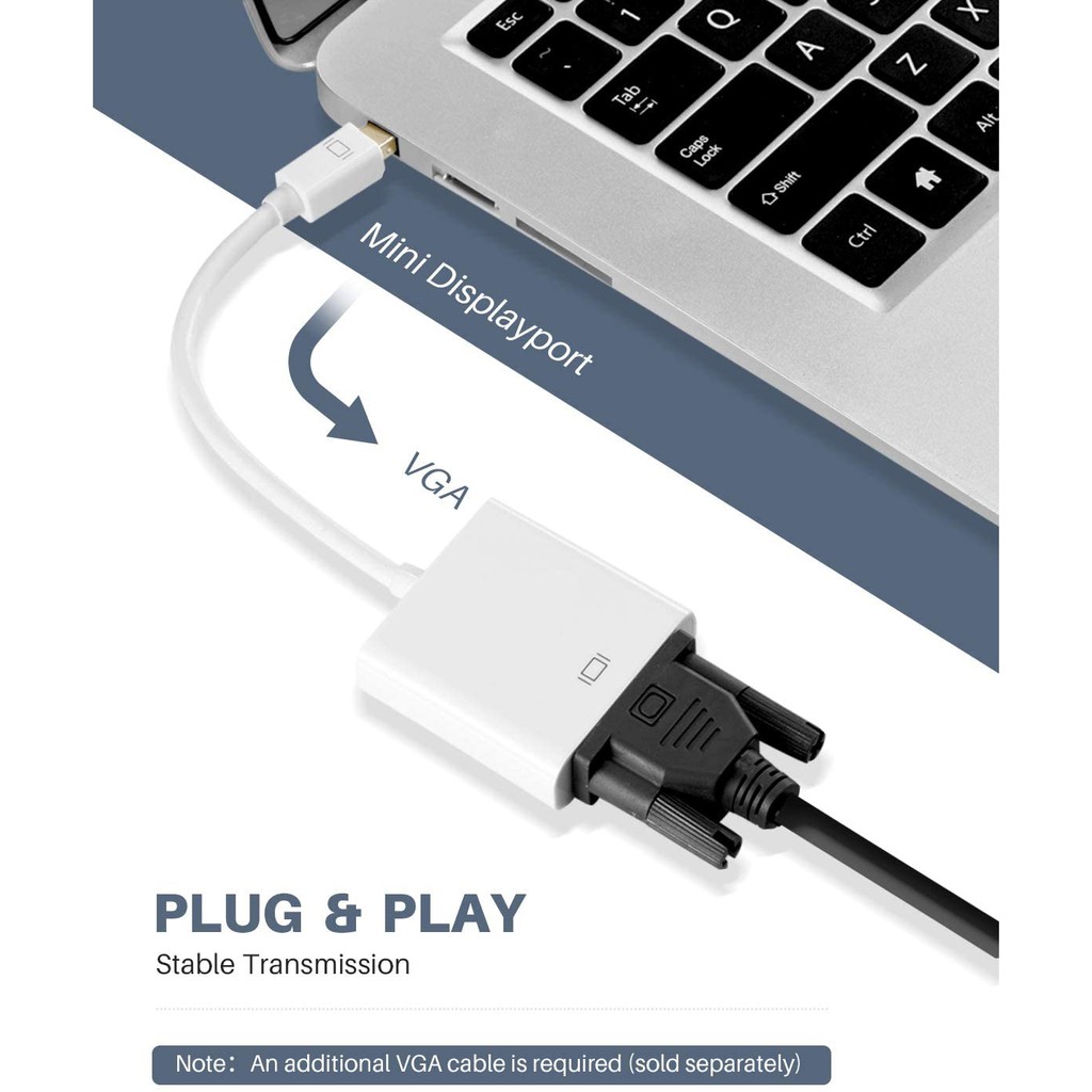 สายสัญญาณ-mini-display-to-vga-เชื่อมต่อ-สาย-สัญญาณ-อุปกรณ์-โน๊ตบุ๊ค-กับทีวี-converter-mini-dp-to-vga-converter-4k