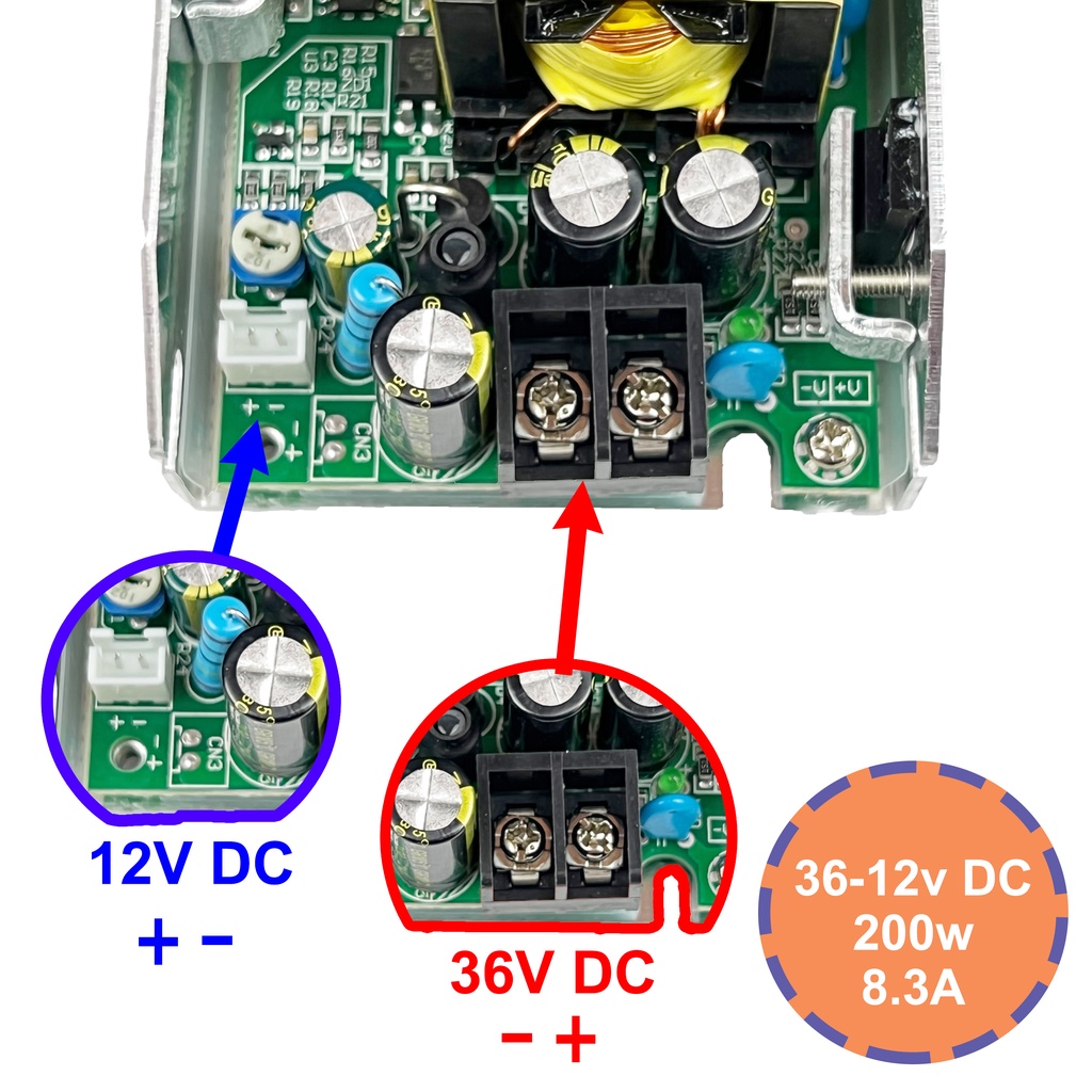 ซัพพลาย-หม้อแปลงไฟ-อะแดปเตอร์-adapter-supply-ไฟเข้า-ac-220v-ไฟออก-dc-36v-และ-12v-200วัตต์-8amp-ใช้สำหรับ-ไฟพาร