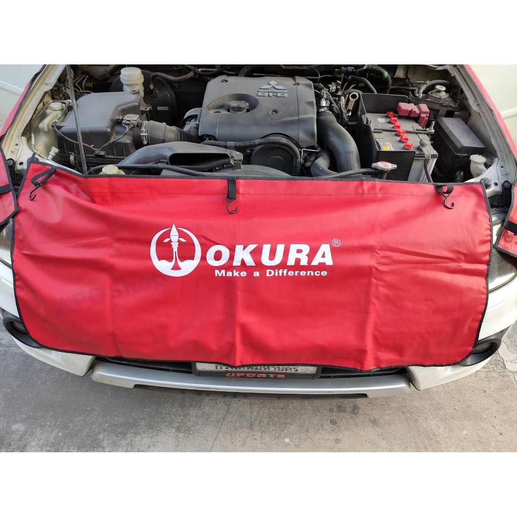 ผ้าคลุมซ่อมรถยนต์-okura-บังโคลน-ชุด-3-ชิ้น-แบบแถบแม่เหล็ก-จะใช้ตะขอเกี่ยว-หรือใช้แม่เหล็กติดกับตัวรถก็ได้